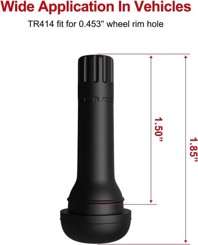 SUN SOUL TR414 Brass Stem EPDM Rubber Snap-in Tire Valve Stems for 0.453 Inch 11.5mm Rim Holes, Pack of 5pcs Valves - Image 2